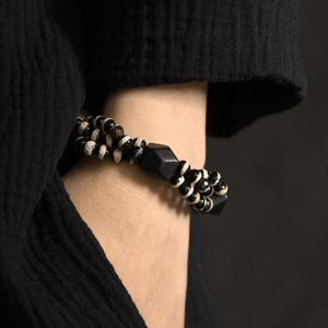 Natural Ebony Wood & Black Onyx Bracelet Strand Bracelets Reikinn Store 