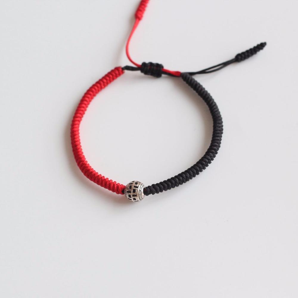Red & Black Tibetan Silver Harmony Ball Lucky Knots Bracelet Strand Bracelets ANA DE COSTA Qijin's Store 