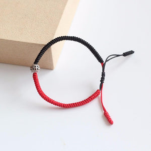 Red & Black Tibetan Silver Harmony Ball Lucky Knots Bracelet Strand Bracelets ANA DE COSTA Qijin's Store 