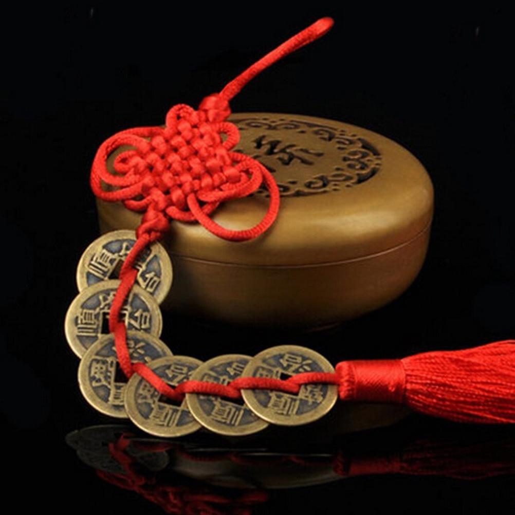 Red Chinese Knot Feng Shui Wealth Success Coins Decor Non-currency Coins Family Fairy World 