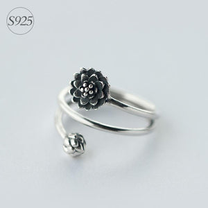 925 Sterling Silver Multi Layter Lotus Flower Ring Rings Smile Morning's store 