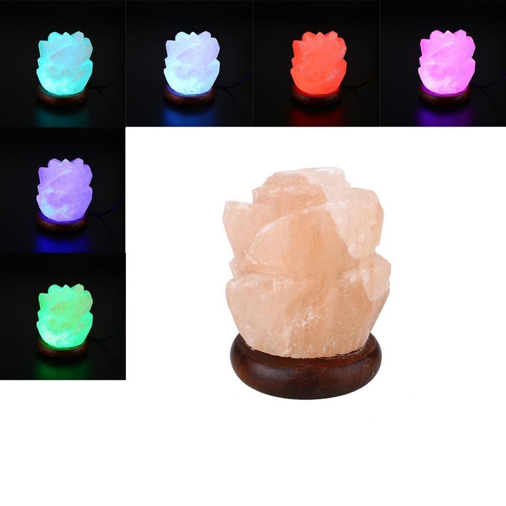 Rose Shape Natural Pink Himalayan Multi Color Salt Lamp Night Lights Weings Limited Company 