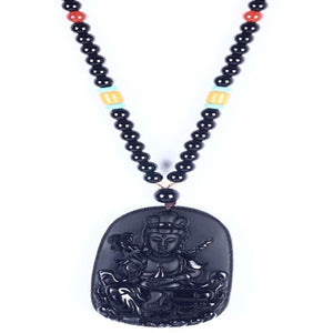 108 Natural Obsidian Buddha Mala Strand Bracelets sennier Official Store 