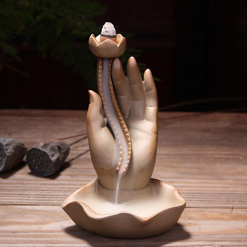 Buddha Hand Lotus Incense Burner Incense & Incense Burners Unbeatable price Store 