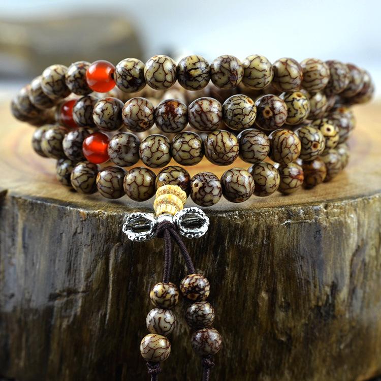 Tibetan 108 Bodhi Seeds Meditation Prayer Mala Strand Bracelets KMJEWELRY Store Red 