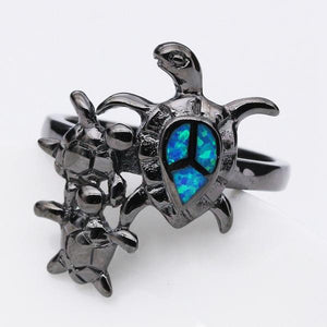 Cool Black Turtle Blue Opal Ring Rings Stones Jewelry 