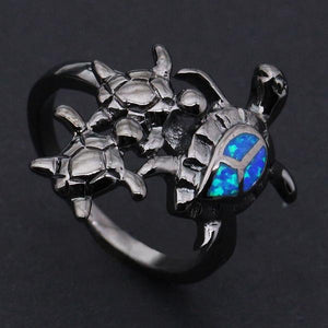 Cool Black Turtle Blue Opal Ring Rings Stones Jewelry 6 