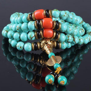 108 Natural Turquoise Bead Mala Strand Bracelets UBEAUTY Trendy Store 