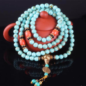 108 Natural Turquoise Bead Mala Strand Bracelets UBEAUTY Trendy Store 