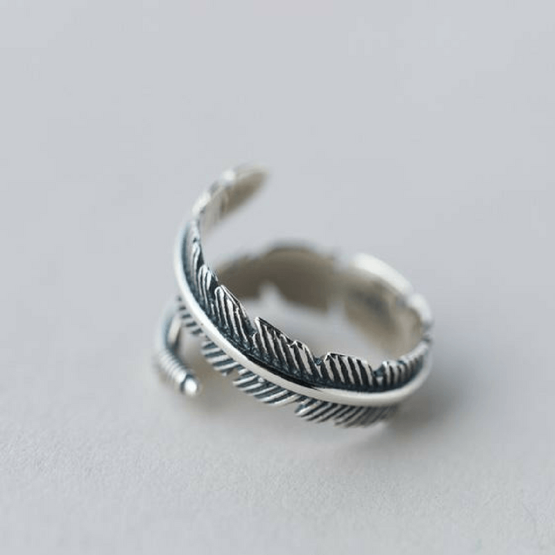 925 Sterling Silver Feather Wrap Ring Rings Smile Morning's store 