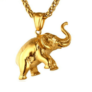 Large Elephant Necklace Pendant Pendant Necklaces U7 Official Store 18K Gold Plated 