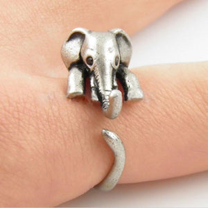 Elephant Wrap Ring Rings sanhe 888 Store Antique Silver Plated 