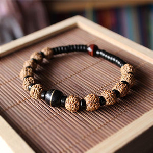 Natural Coconut shell Rudraksha Tiger eye Beads Bracelet Eastisan Store 15-16cm 