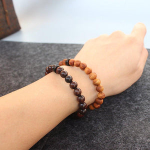 Tibetan Natural Wood Bracelet with Mantra Charm Bracelets Eastisan Store 