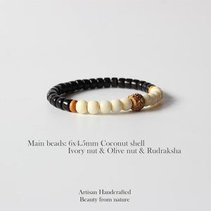 Buddhism Natural Tagua Nut Coconut Shell Rudraksha Bracelet Strand Bracelets Eastisan Store 