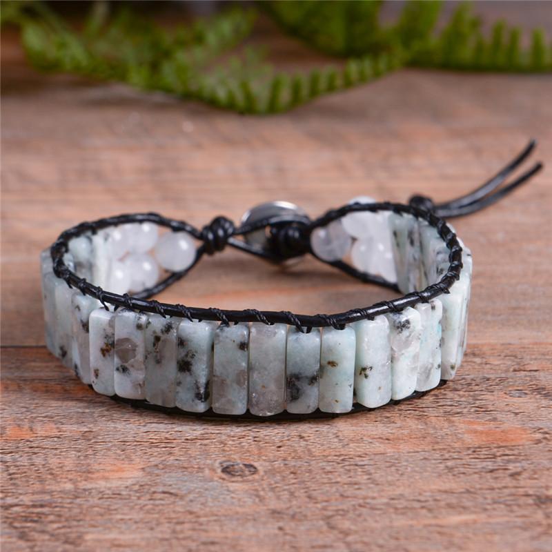 Handmade Boho Labradorite Stone And Agate Wrap Bracelet YGLINE Store 