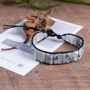 Handmade Boho Labradorite Stone And Agate Wrap Bracelet YGLINE Store 