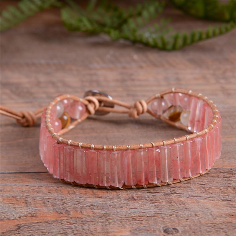 Natural Watermelon Red Agate Wrap Bracelet YGLINE Store 