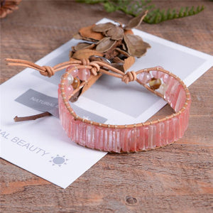 Natural Watermelon Red Agate Wrap Bracelet YGLINE Store 