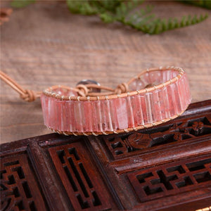 Natural Watermelon Red Agate Wrap Bracelet YGLINE Store 