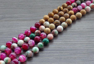 Mixed 8MM Natural Stone Bead with Leaf / Owl Tassel Necklace Pendant Necklaces Xin Xin Fashion JEWELRY 