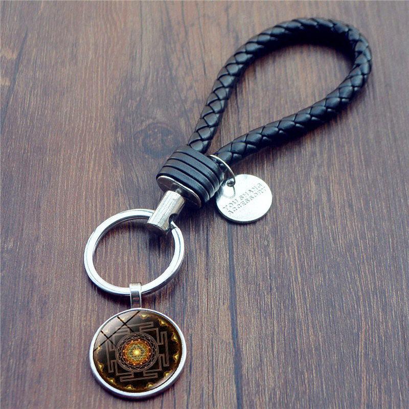 Sri Yantra Glass Pendant Key Chain Glass Cabochon Store 