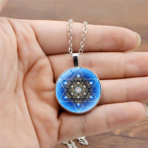 Sacred Geometry Glowing Pendant Necklace Glass Cabochon Store 