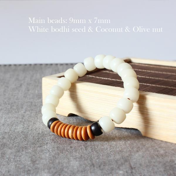 Natural White Bodhi Seed Coconut shell Bracelet Eastisan Store 