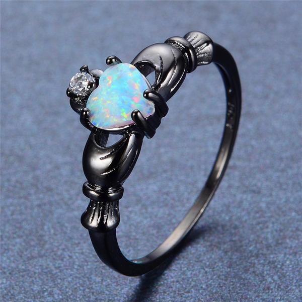 Fire Opal Heart Ring Rings zenshopworld 