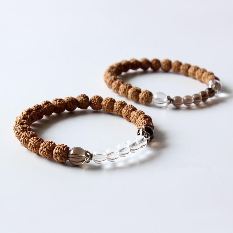 Rudraksha With Crystal Beads Stretch Bracelet Strand Bracelets Eastisan Store 