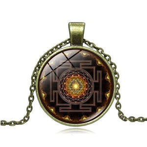 Sri Yantra Focus and Meditation Pendant Pendant Necklaces DreamFire Store Bronze 