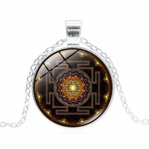 Sri Yantra Focus and Meditation Pendant Pendant Necklaces DreamFire Store Silver 