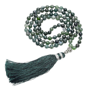 6mm Natural Rhodochrosite/Moss Agate 108 Bead Mala Strand Bracelets Ayliss Official Store Moss Agate 