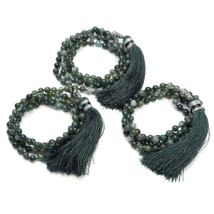 6mm Natural Rhodochrosite/Moss Agate 108 Bead Mala Strand Bracelets Ayliss Official Store 