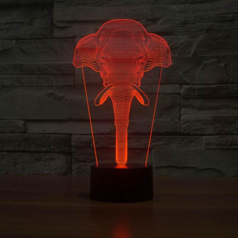 Limited Edition 3D Hologram Elephant LED Lamp zenshopworld 