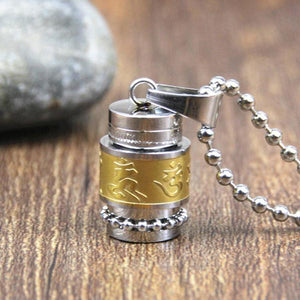 Tibetan Stainless Steel Prayer Wheel Necklace Meaeguet speciality store Small Gold with Chain 