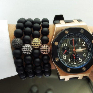 Black Matte Natural Stone Bracelet Charm Bracelets Floyd's Online Store 