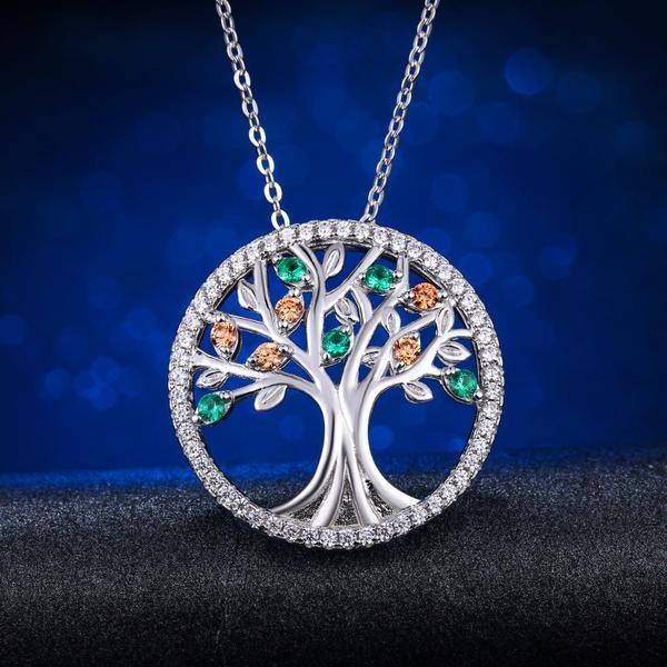 Tree Of Life 925 Sterling Silver + Topaz Necklaces BONLAVIE Jewellery Store 