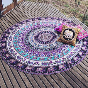 Round Elephant Mandala Style Tapestry Tapestry A .H .E Store 01 