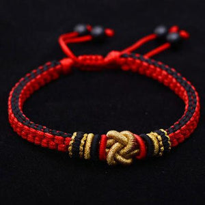 Good luck Tibetan Knot Bracelets Strand Bracelets LKO Official Store Black Red 
