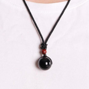 Black Obsidian Rainbow Eye Beads Necklace Pendants LOVE WARM STORE Black 
