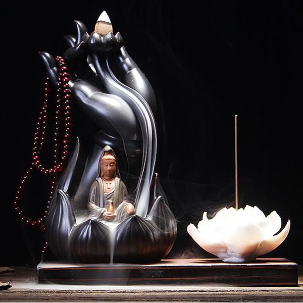 499体限定　Yin-yang Ceramic Incense Burner Buddha Stones Tiger Dragon Backflow Smoke Fountain Ceramic