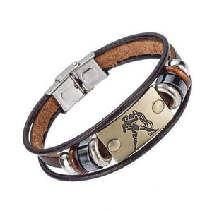 12 Constellation Leather Multi layer Bracelets Charm Bracelets Xinyao Official Store AQUARIUS 