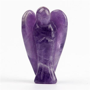 Natural Stone Carved Angel Healing Crystal Figurines & Miniatures YWG Store Amethyst 