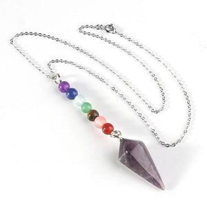 7 Chakra Reiki Agate Natural Stone Necklace Home xinshangmie Store Amethysts 
