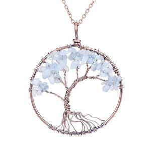 7 Chakra Tree Of Life Pendant Necklace Pendant Necklaces sedmart Official Store Aquamarine 