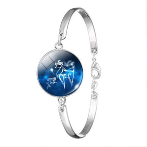 12 Zodiac Sign Bracelet Glass Charm Bracelet Charm Bracelets ESSPOC AngelJewelry Store Aries 