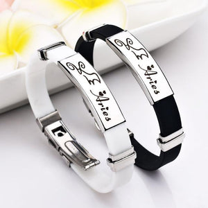 Stylish 12 Constellations Stainless Steel Bracelets Charm Bracelets liujun Official Store Aries White 