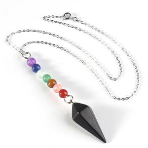 7 Chakra Reiki Agate Natural Stone Necklace Home xinshangmie Store Black Agates 