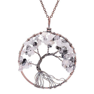7 Chakra Tree Of Life Pendant Necklace Pendant Necklaces sedmart Official Store Black Rutilated Quar 